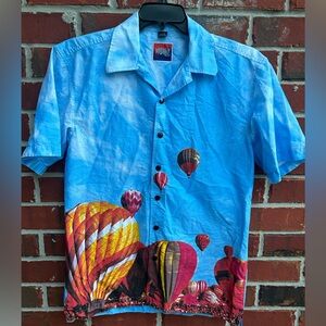 D’em Crazy 100% Cotton  Medium Short Sleeve Button Down Hot Air Balloon Shirt C8